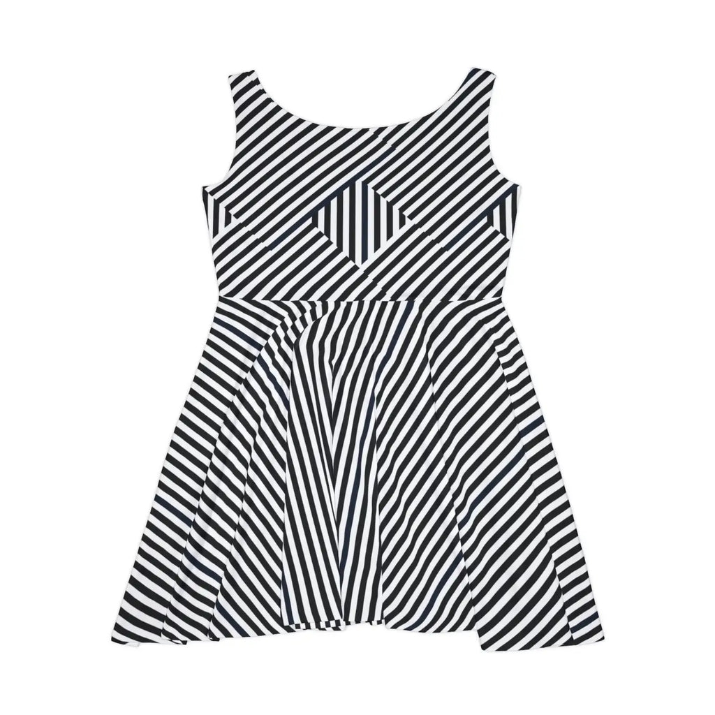 Black Striped Skater Dress - Sleek Everyday Style - DipaliZ