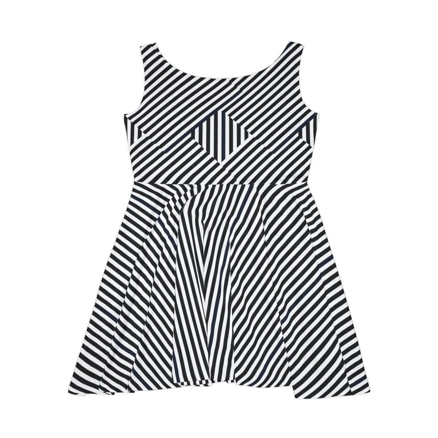 Black Striped Skater Dress - Sleek Everyday Style - DipaliZ