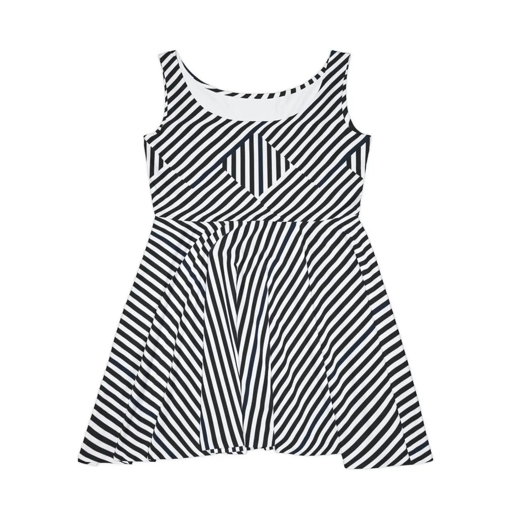 Black Striped Skater Dress - Sleek Everyday Style - DipaliZ