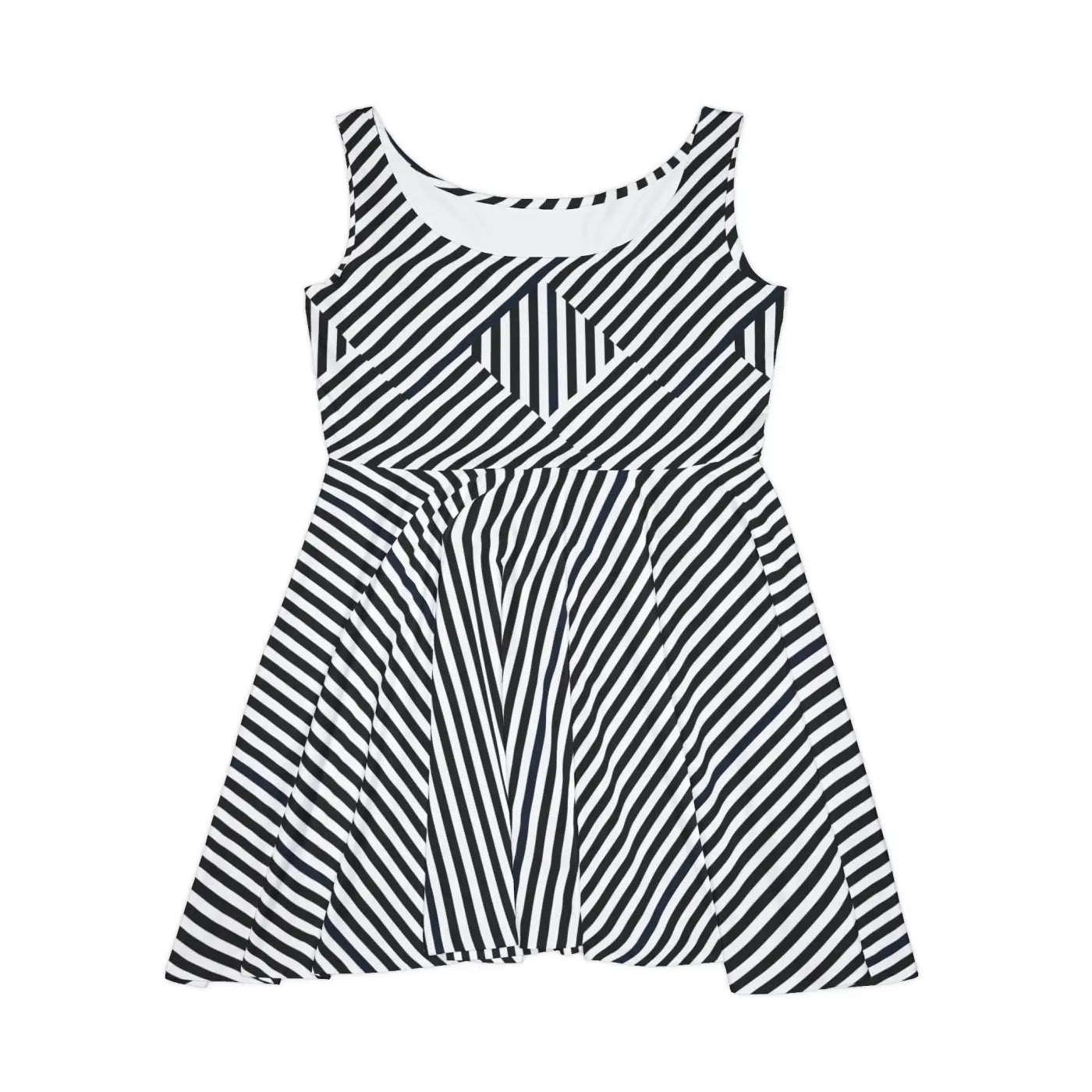 Black Striped Skater Dress - Sleek Everyday Style - DipaliZ
