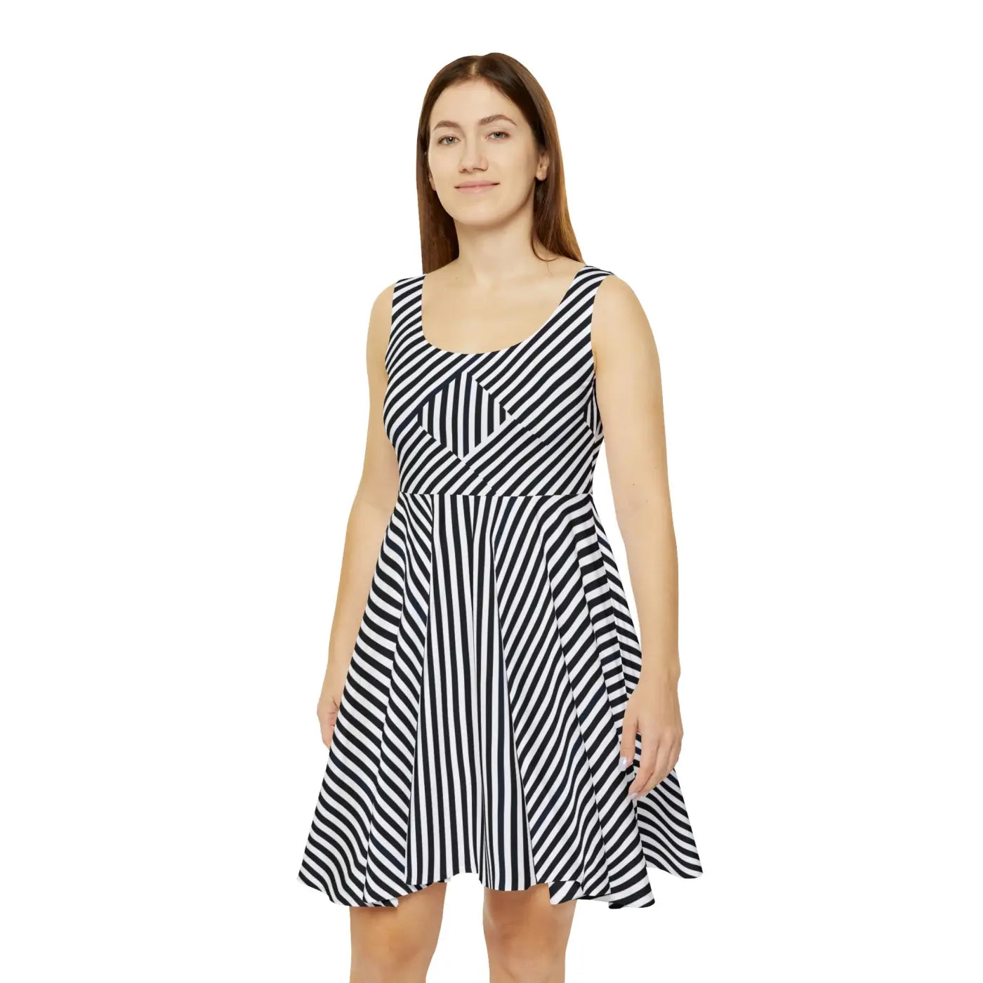 Black Striped Skater Dress - Sleek Everyday Style - DipaliZ