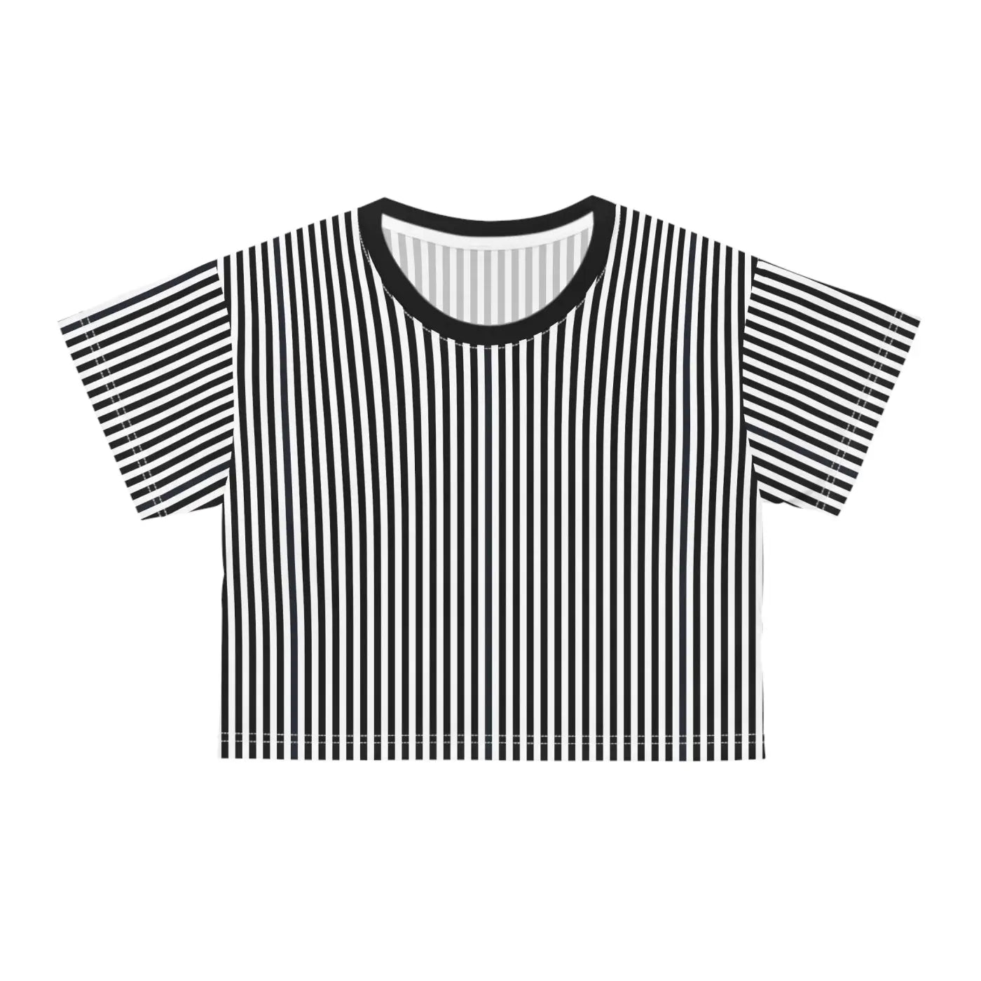Black Stripes AOP Crop Tee - Bold Statement Style - DipaliZ