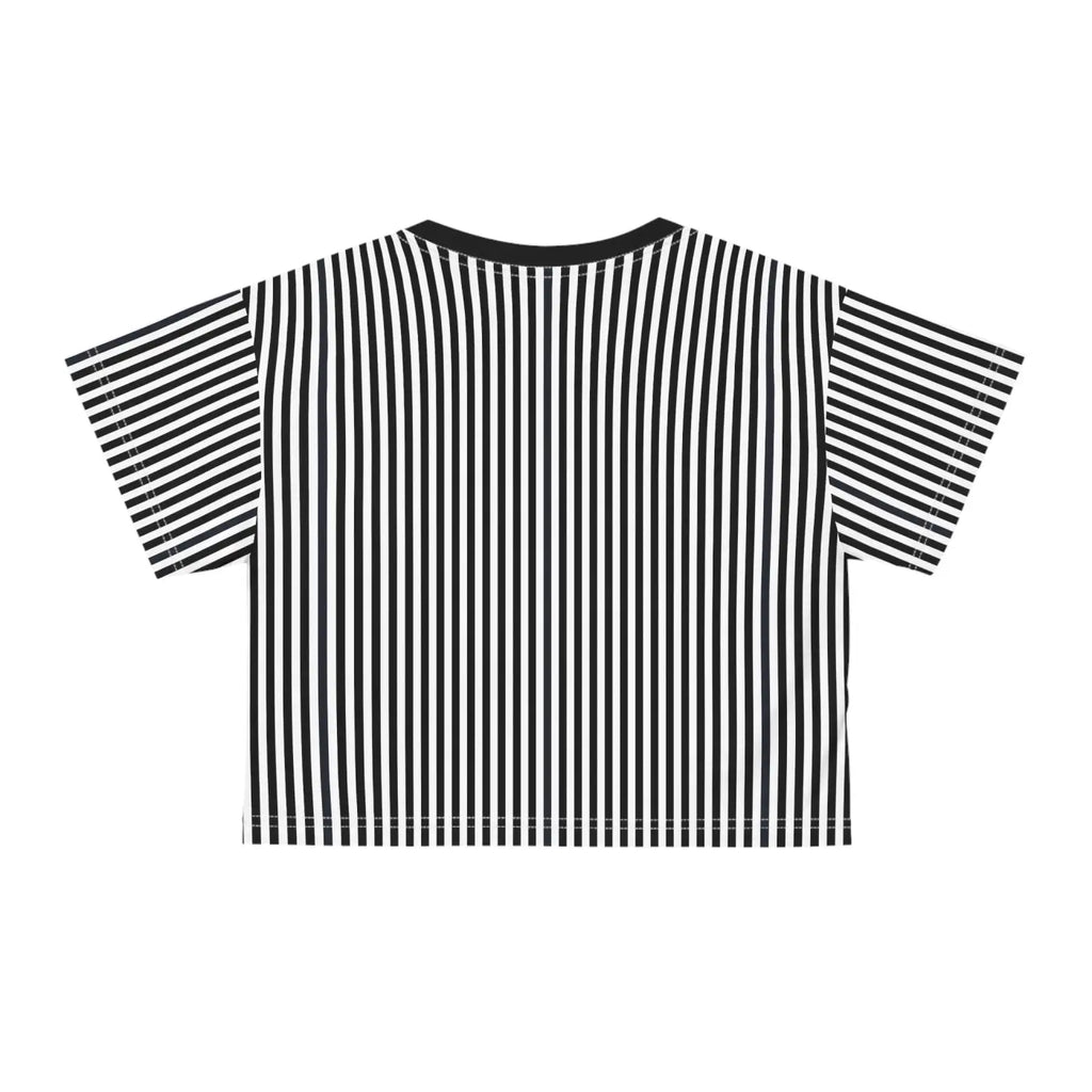 Black Stripes AOP Crop Tee - Bold Statement Style - DipaliZ