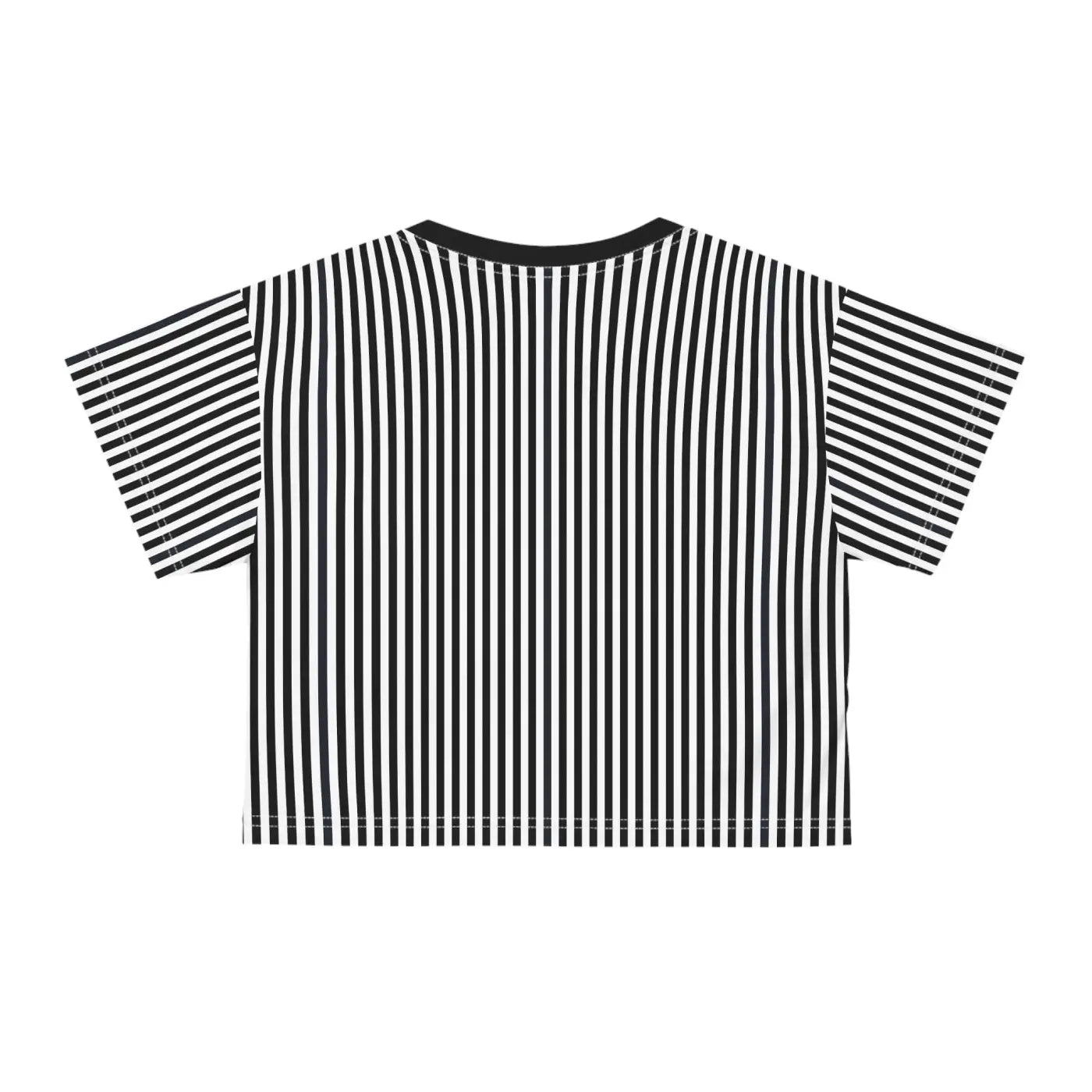 Black Stripes AOP Crop Tee - Bold Statement Style - DipaliZ