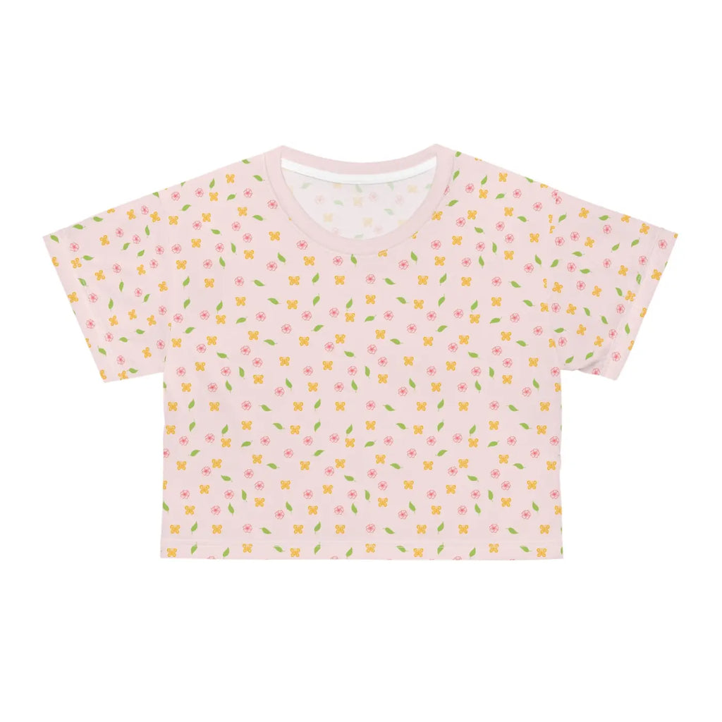Floral Crop Tee - Vibrant All Over Print Style - DipaliZ