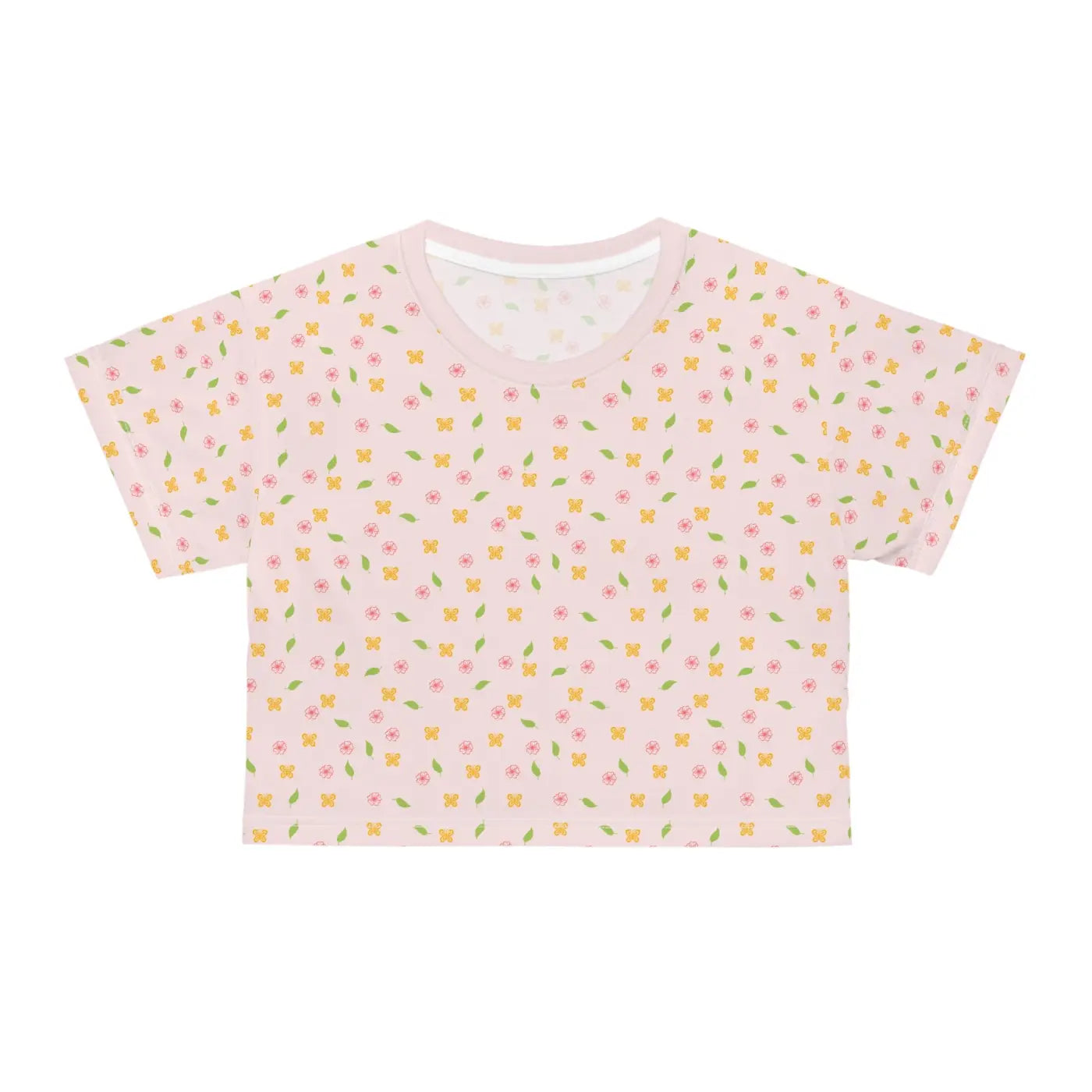 Floral Crop Tee - Vibrant All Over Print Style - DipaliZ