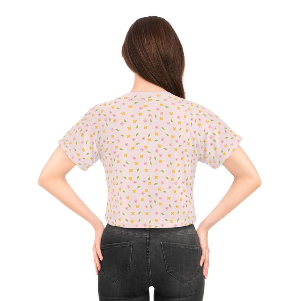 Floral Crop Tee - Vibrant All Over Print Style - DipaliZ