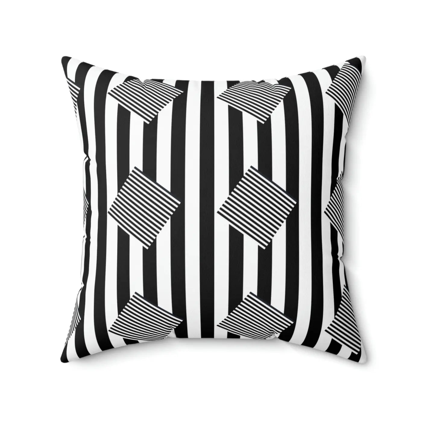 Spun Polyester Square Pillow - Black Stripes Pattern - DipaliZ