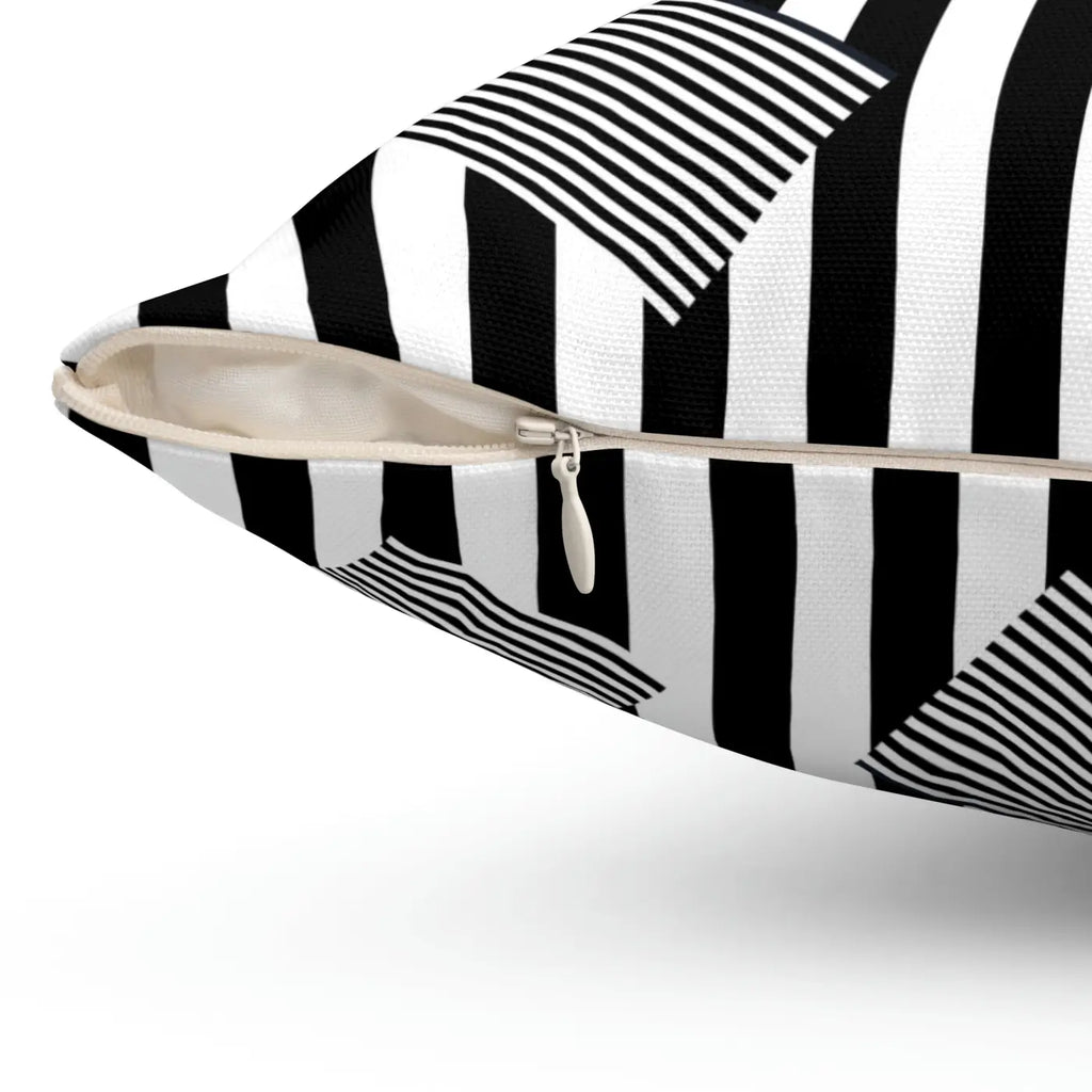Spun Polyester Square Pillow - Black Stripes Pattern - DipaliZ