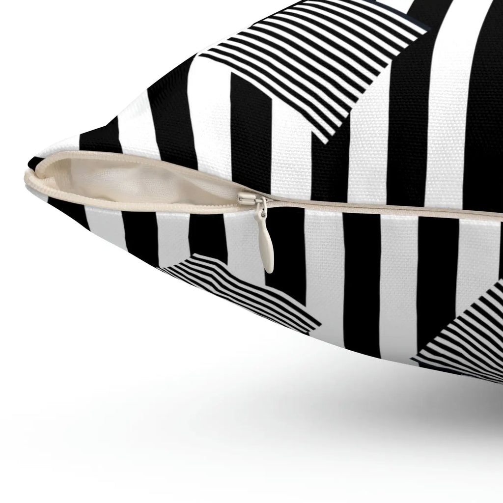 Spun Polyester Square Pillow - Black Stripes Pattern - DipaliZ