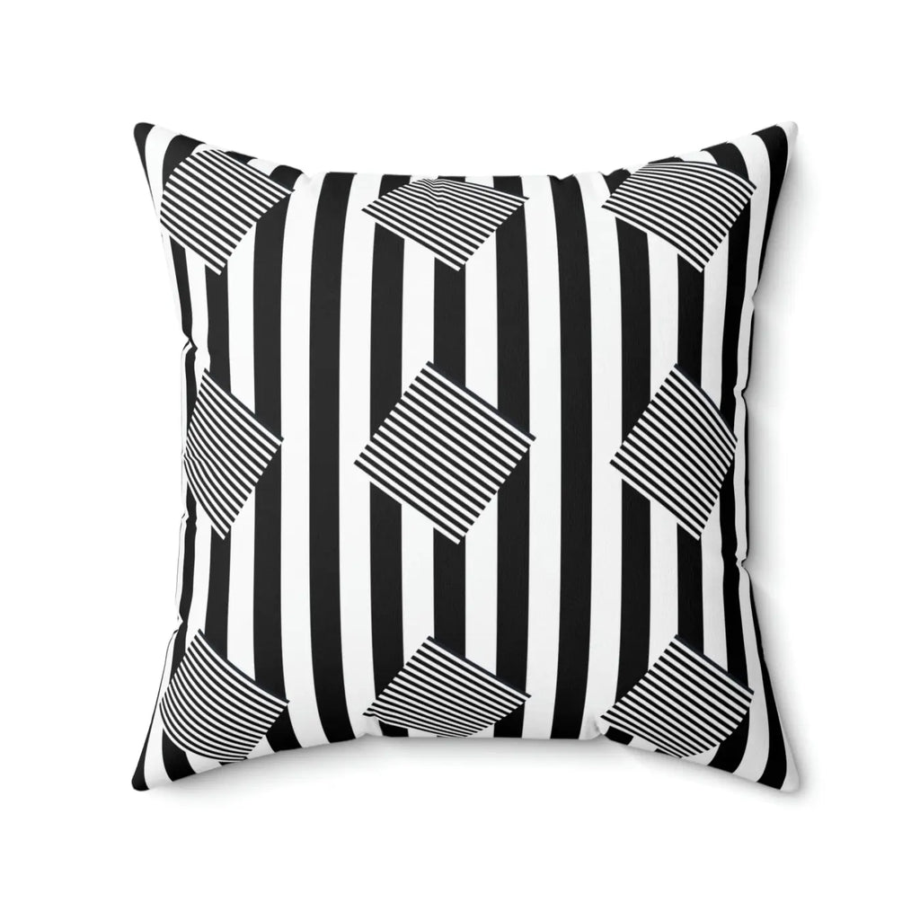 Spun Polyester Square Pillow - Black Stripes Pattern - DipaliZ