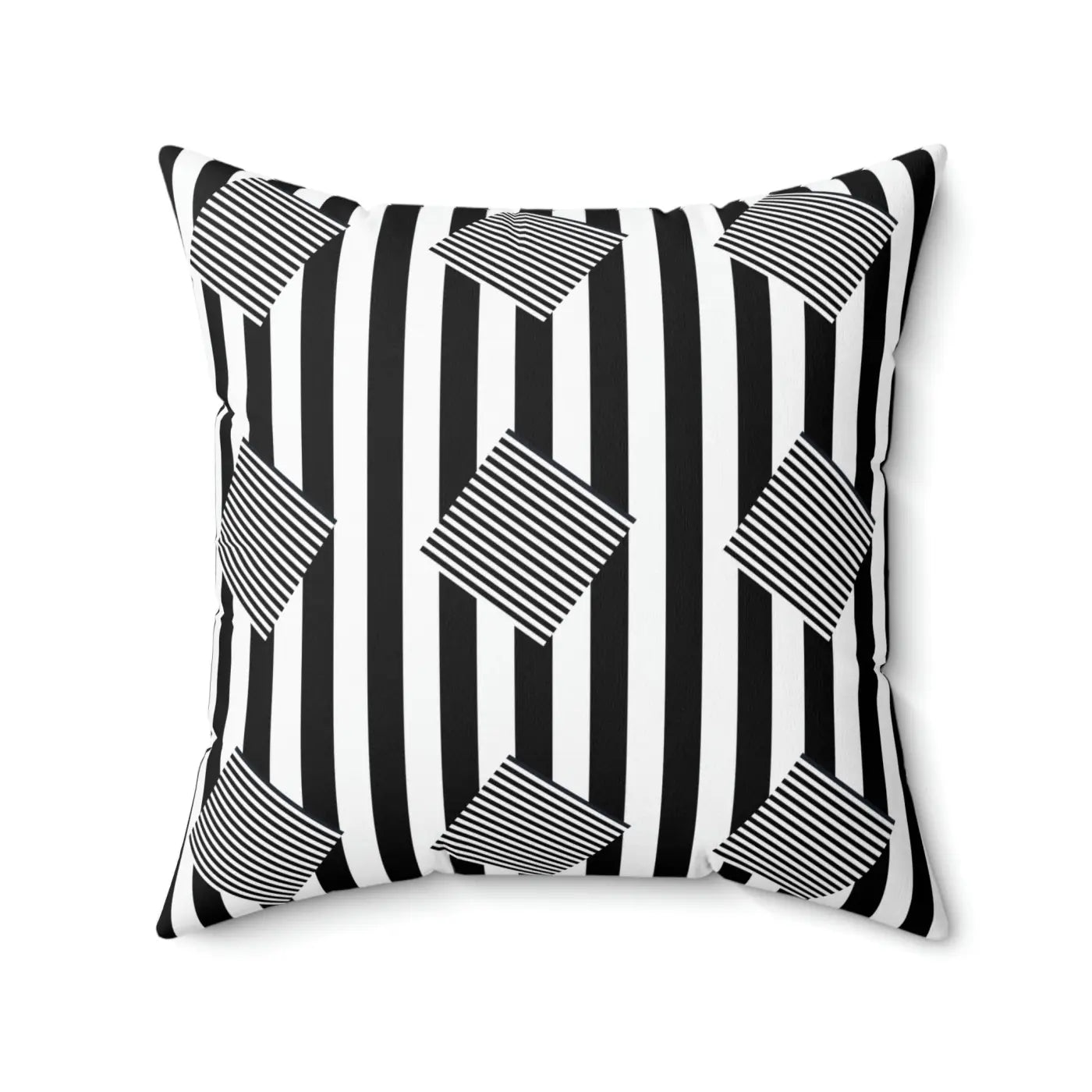 Spun Polyester Square Pillow - Black Stripes Pattern - DipaliZ