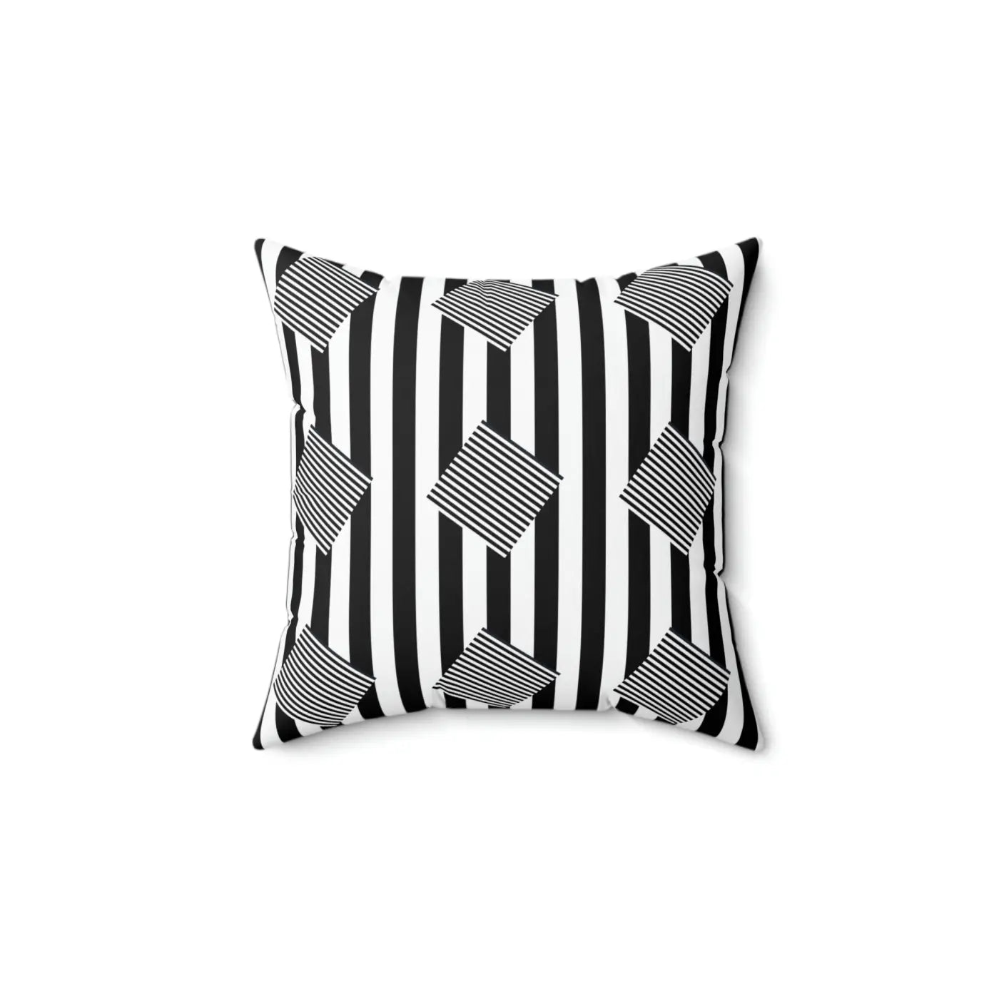Spun Polyester Square Pillow - Black Stripes Pattern - DipaliZ