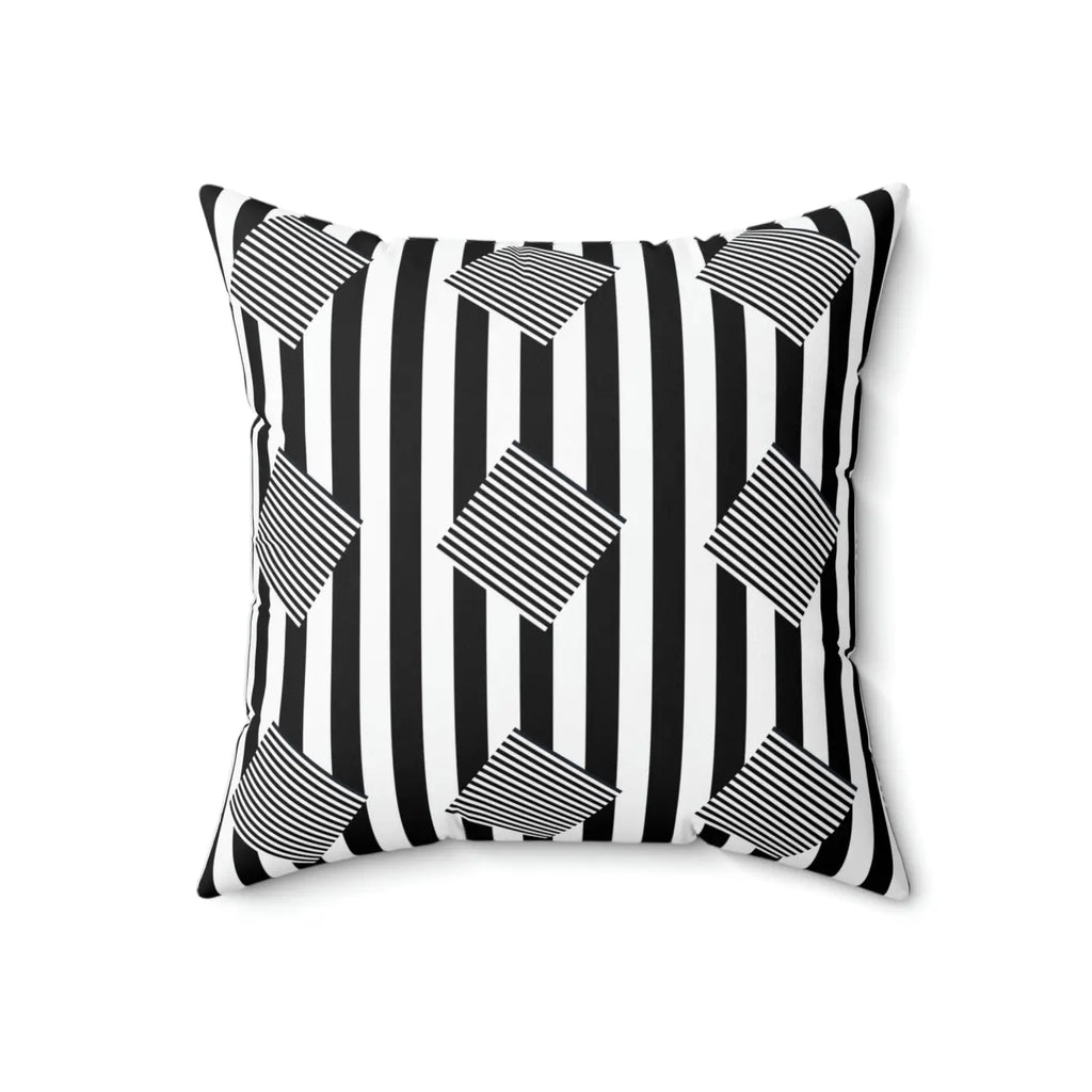 Spun Polyester Square Pillow - Black Stripes Pattern - DipaliZ