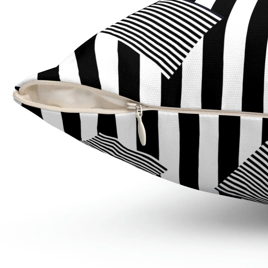 Spun Polyester Square Pillow - Black Stripes Pattern - DipaliZ