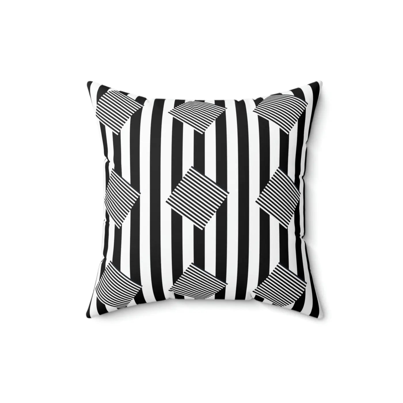 Spun Polyester Square Pillow - Black Stripes Pattern - DipaliZ