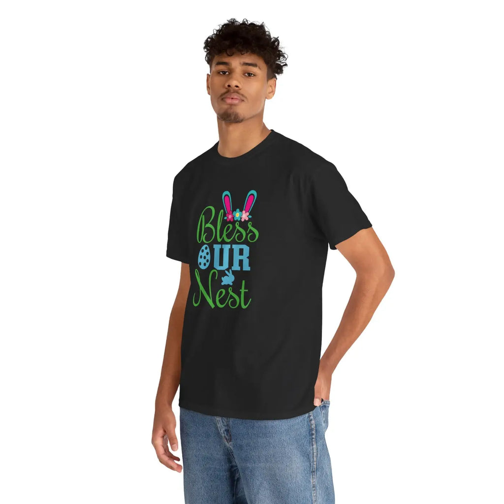 Unisex Deluxe T Shirt - Bless Our Nest Easter Design - DipaliZ