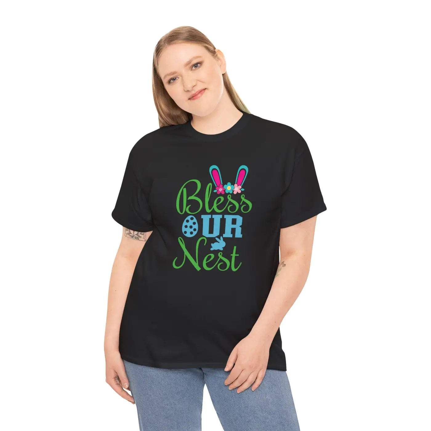 Unisex Deluxe T Shirt - Bless Our Nest Easter Design - DipaliZ