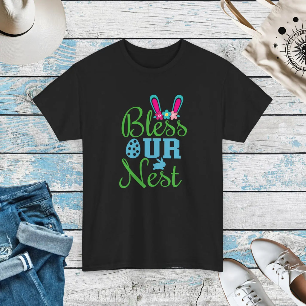 Unisex Deluxe T Shirt - Bless Our Nest Easter Design - DipaliZ