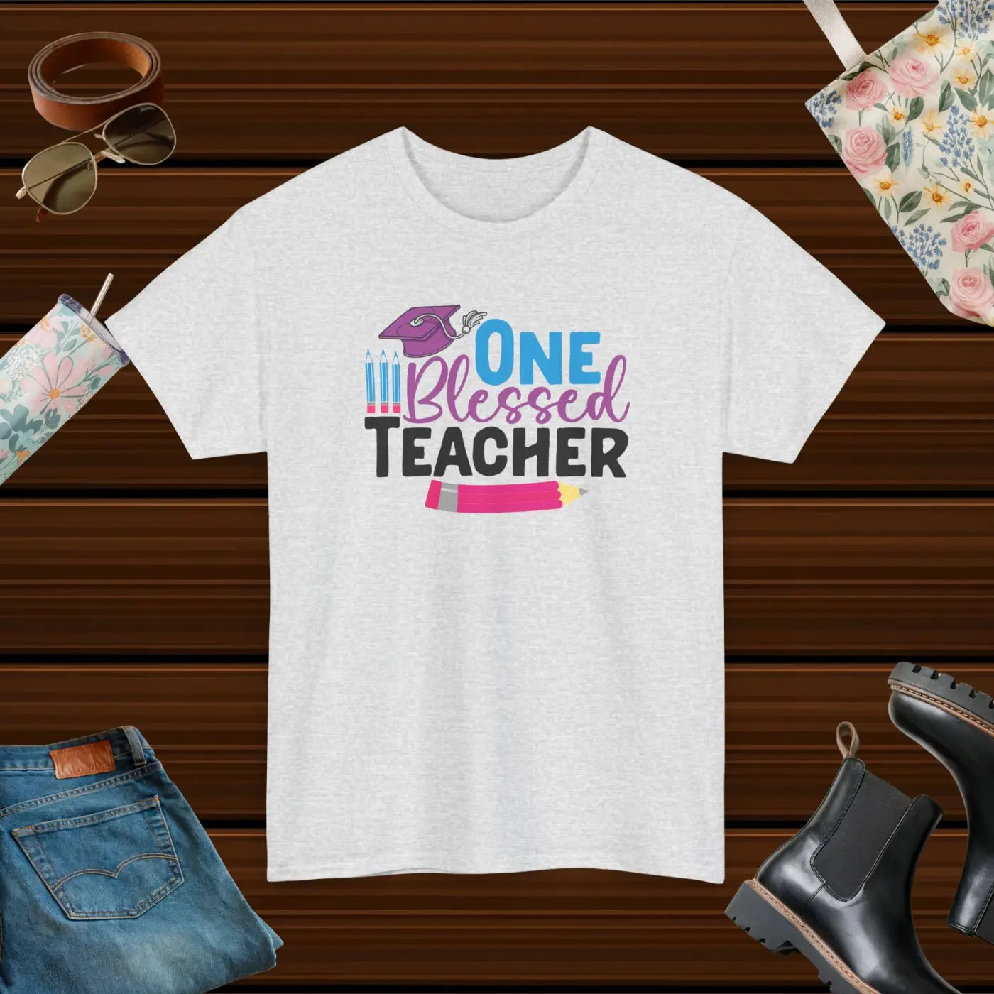 One Blessed Teacher Deluxe T Shirt - Unisex Heavy Cotton - DipaliZ