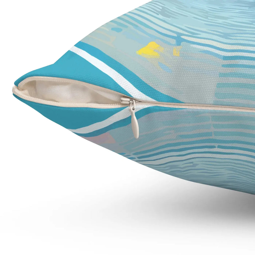 Polyester Square Pillow - Blue Abstract Pattern Decor - DipaliZ