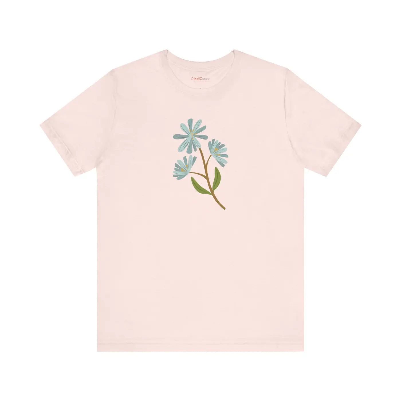 Blue Flower Jersey Short Sleeve Tee - Unisex Fit - DipaliZ