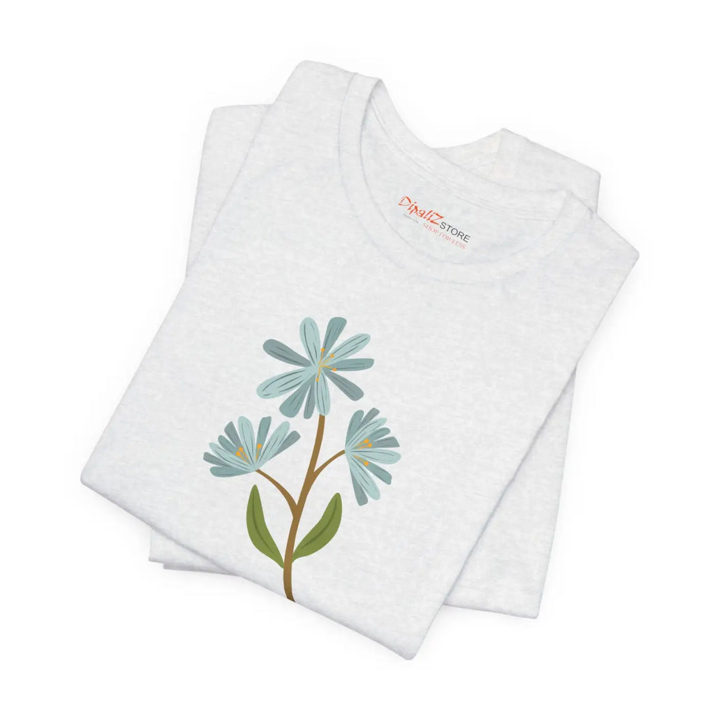 Blue Flower Jersey Short Sleeve Tee - Unisex Fit - DipaliZ