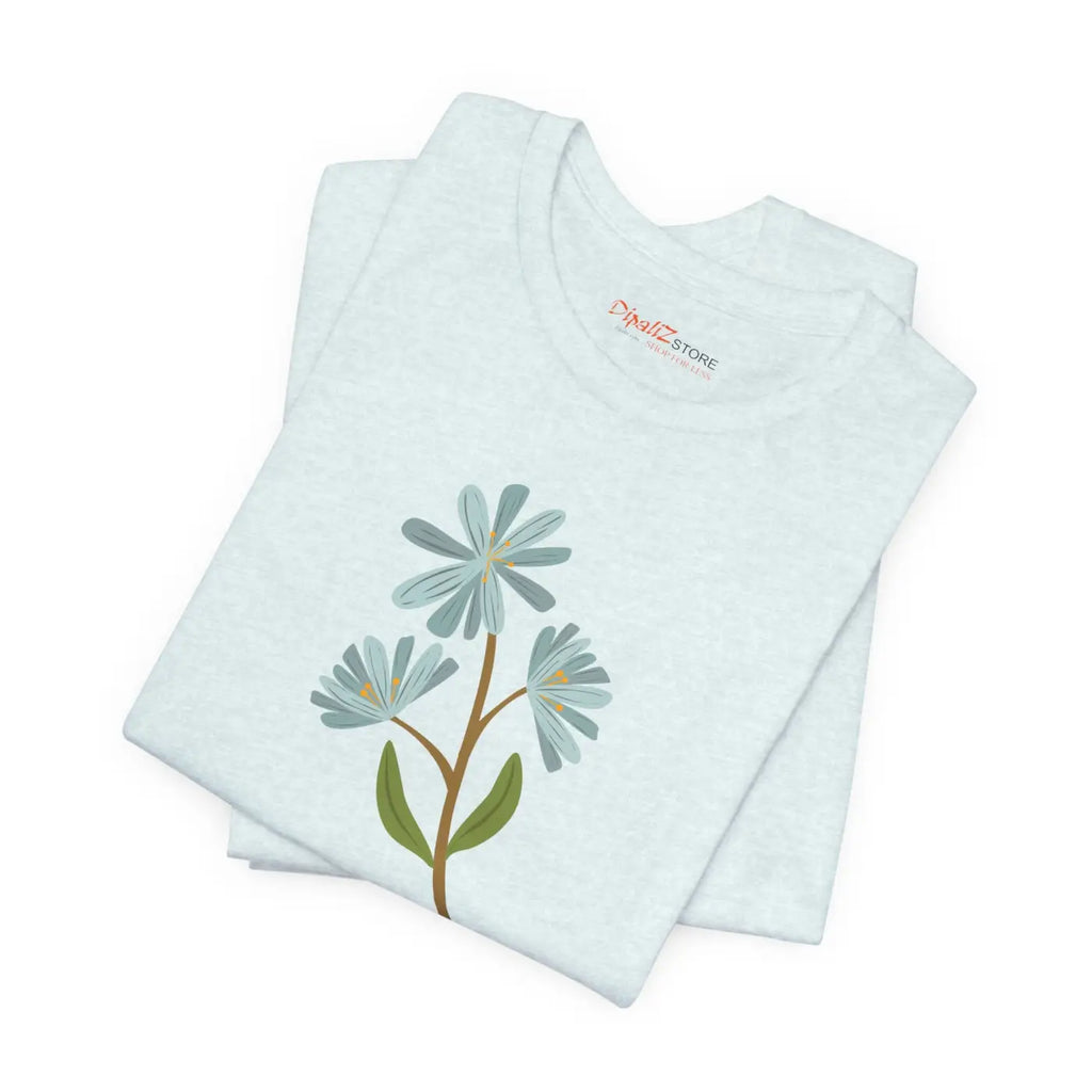 Blue Flower Jersey Short Sleeve Tee - Unisex Fit - DipaliZ