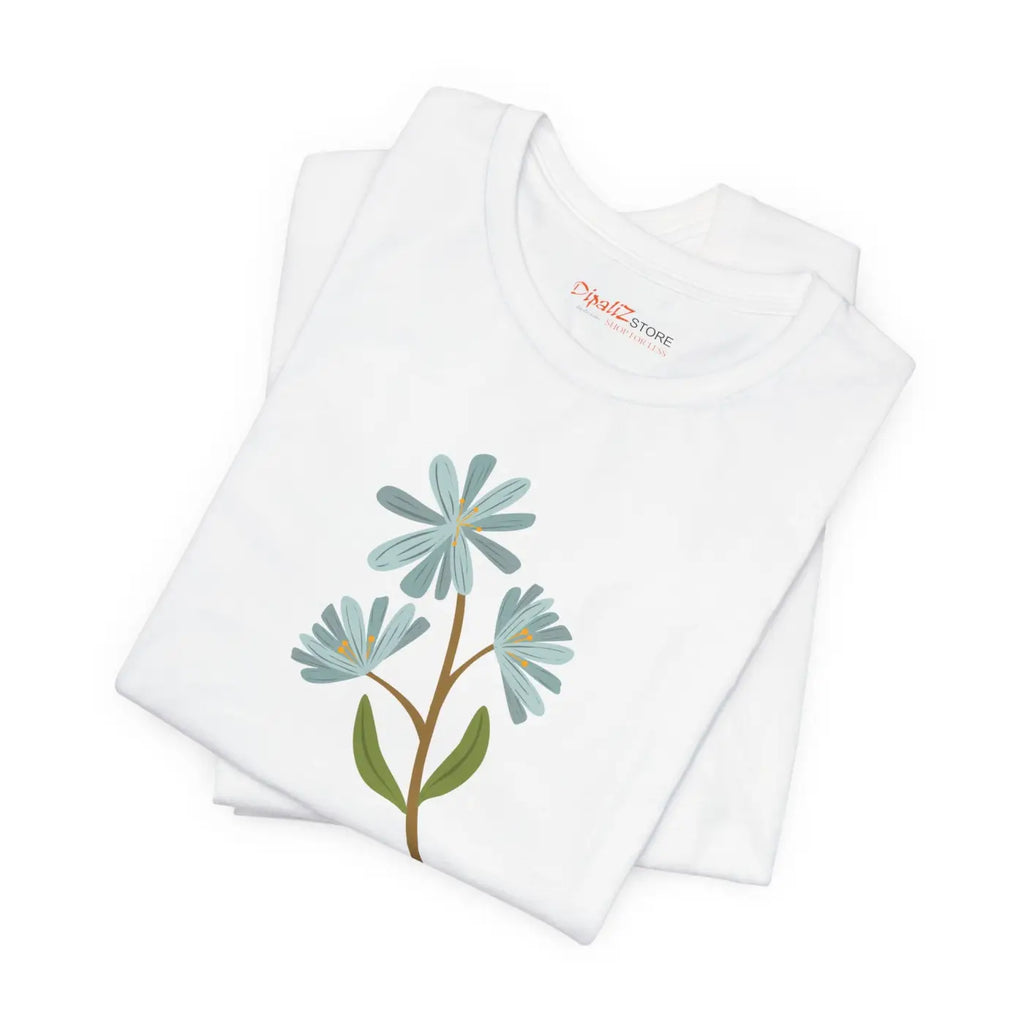 Blue Flower Jersey Short Sleeve Tee - Unisex Fit - DipaliZ