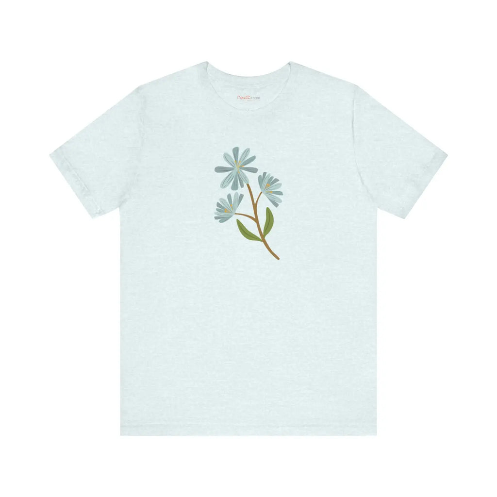 Blue Flower Jersey Short Sleeve Tee - Unisex Fit - DipaliZ