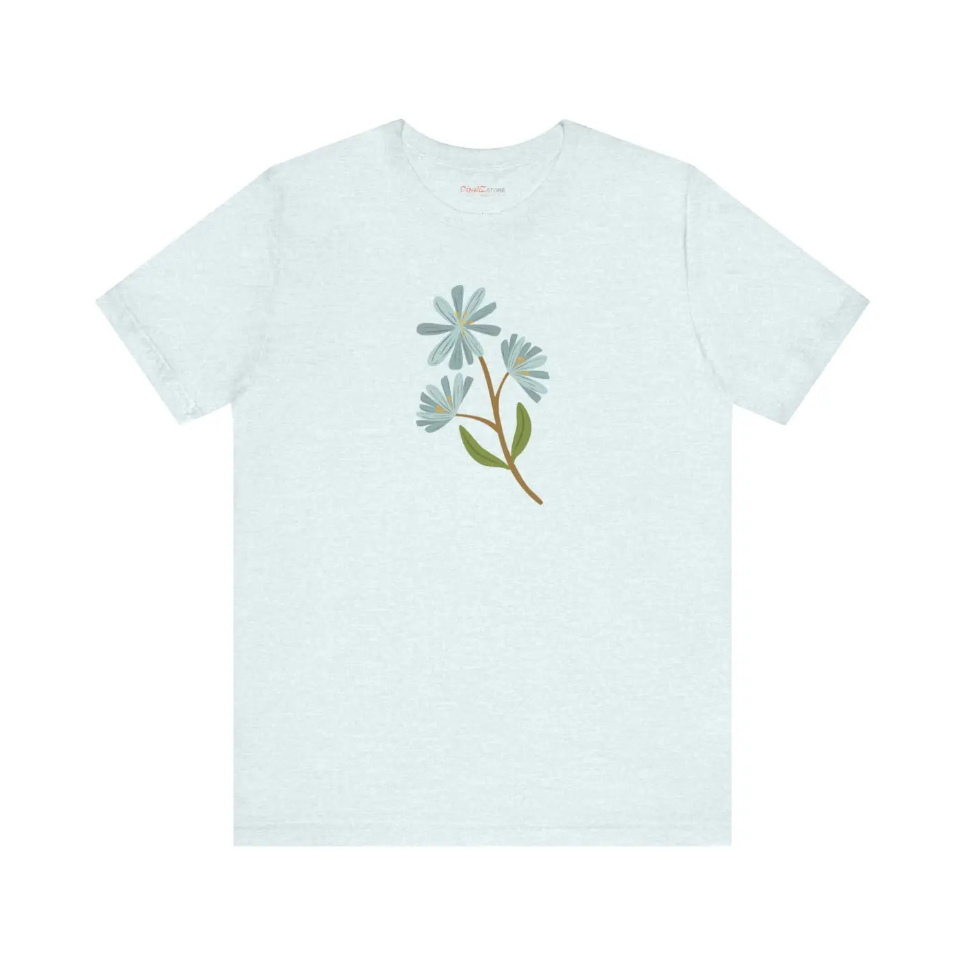 Blue Flower Jersey Short Sleeve Tee - Unisex Fit - DipaliZ