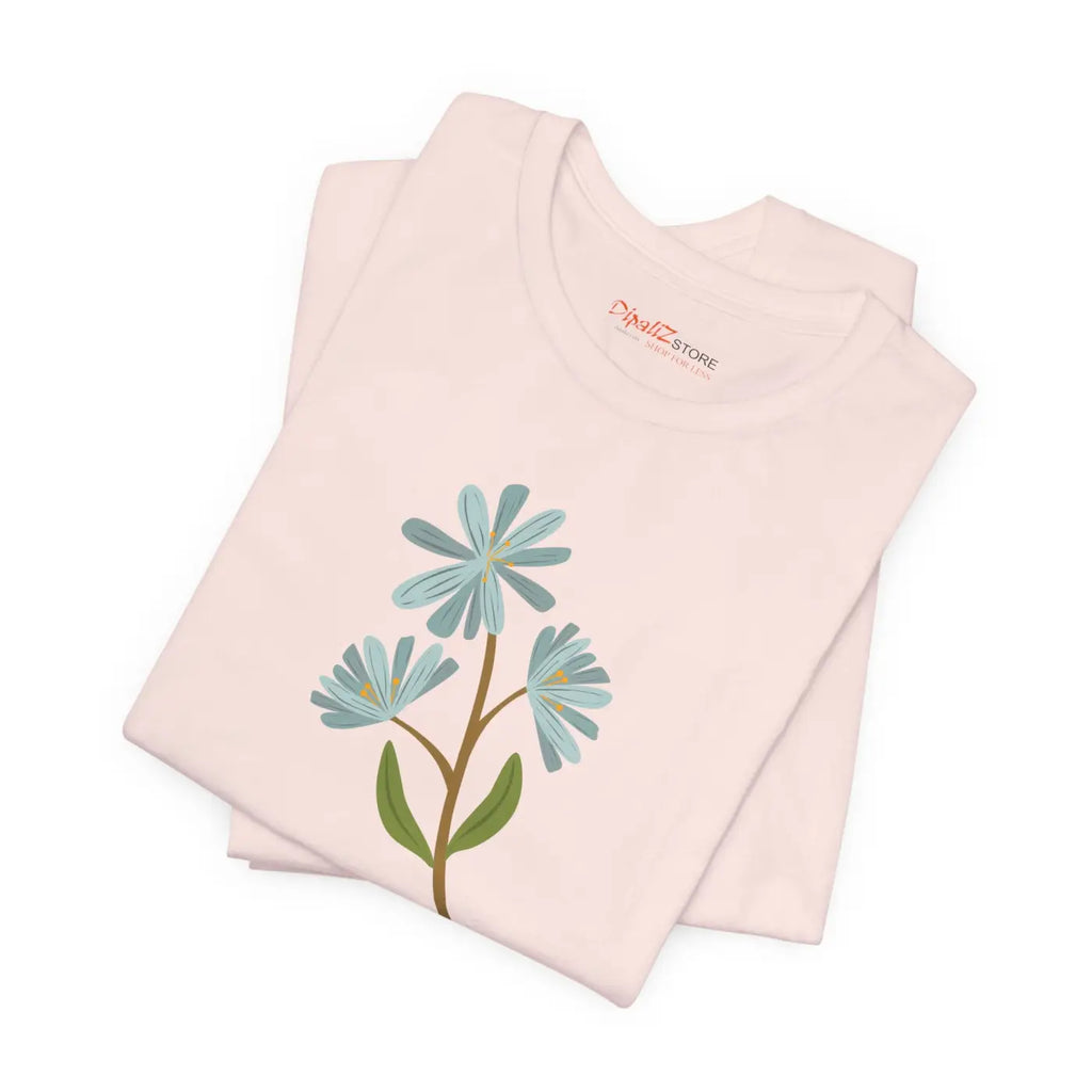 Blue Flower Jersey Short Sleeve Tee - Unisex Fit - DipaliZ