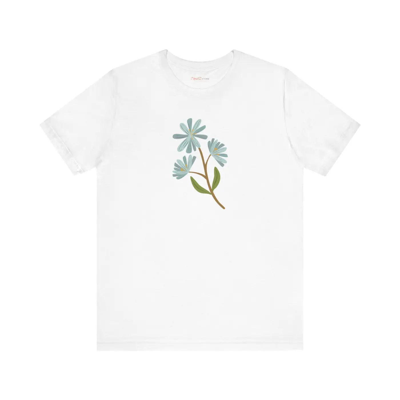 Blue Flower Jersey Short Sleeve Tee - Unisex Fit - DipaliZ