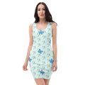 Blue Flowers Bodycon Dress - Floral Statement Style - DipaliZ