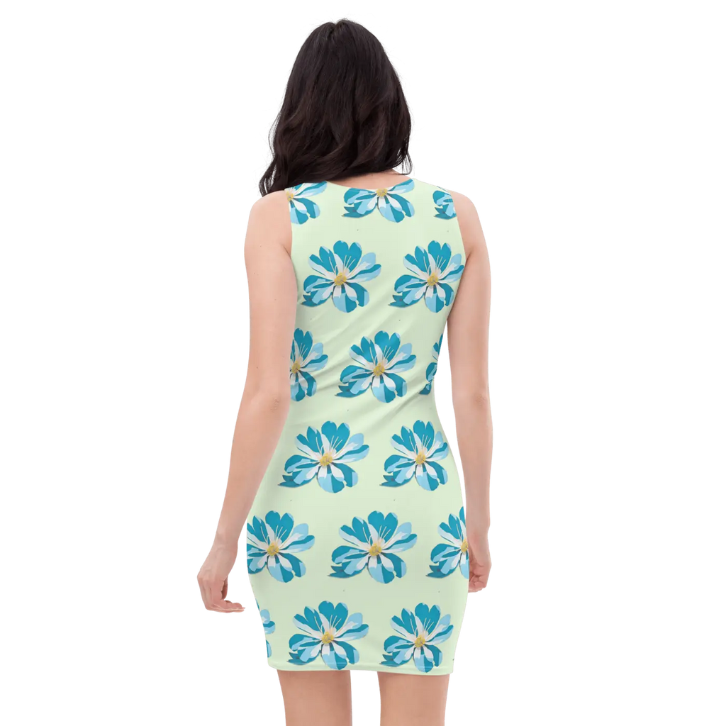 Blue Flowers Dress - Artistic Runway Style - DipaliZ