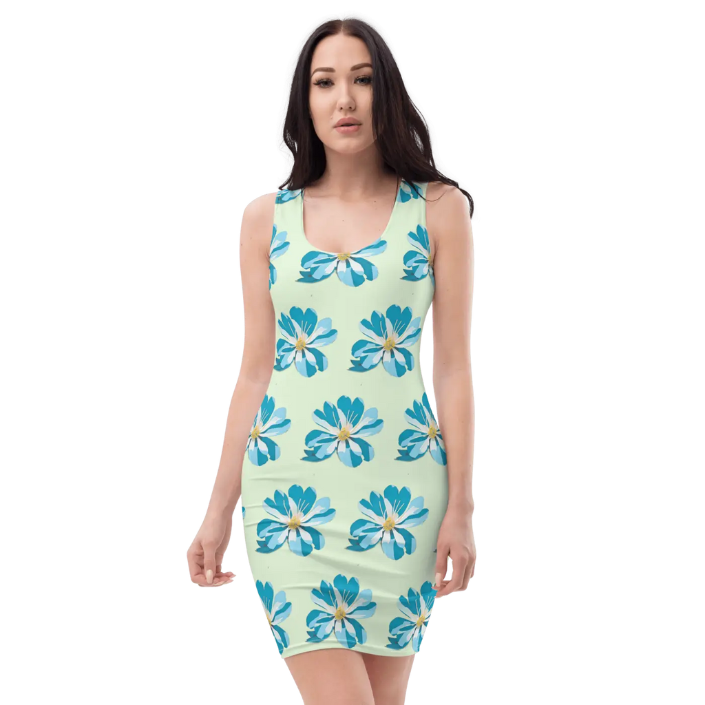 Blue Flowers Dress - Artistic Runway Style - DipaliZ