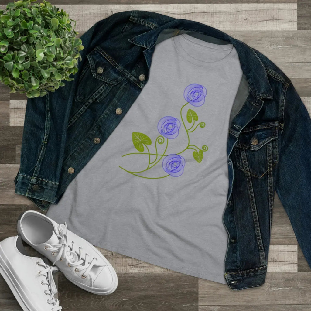 Women's Premium Tee - Blue Flowers Design - DipaliZ