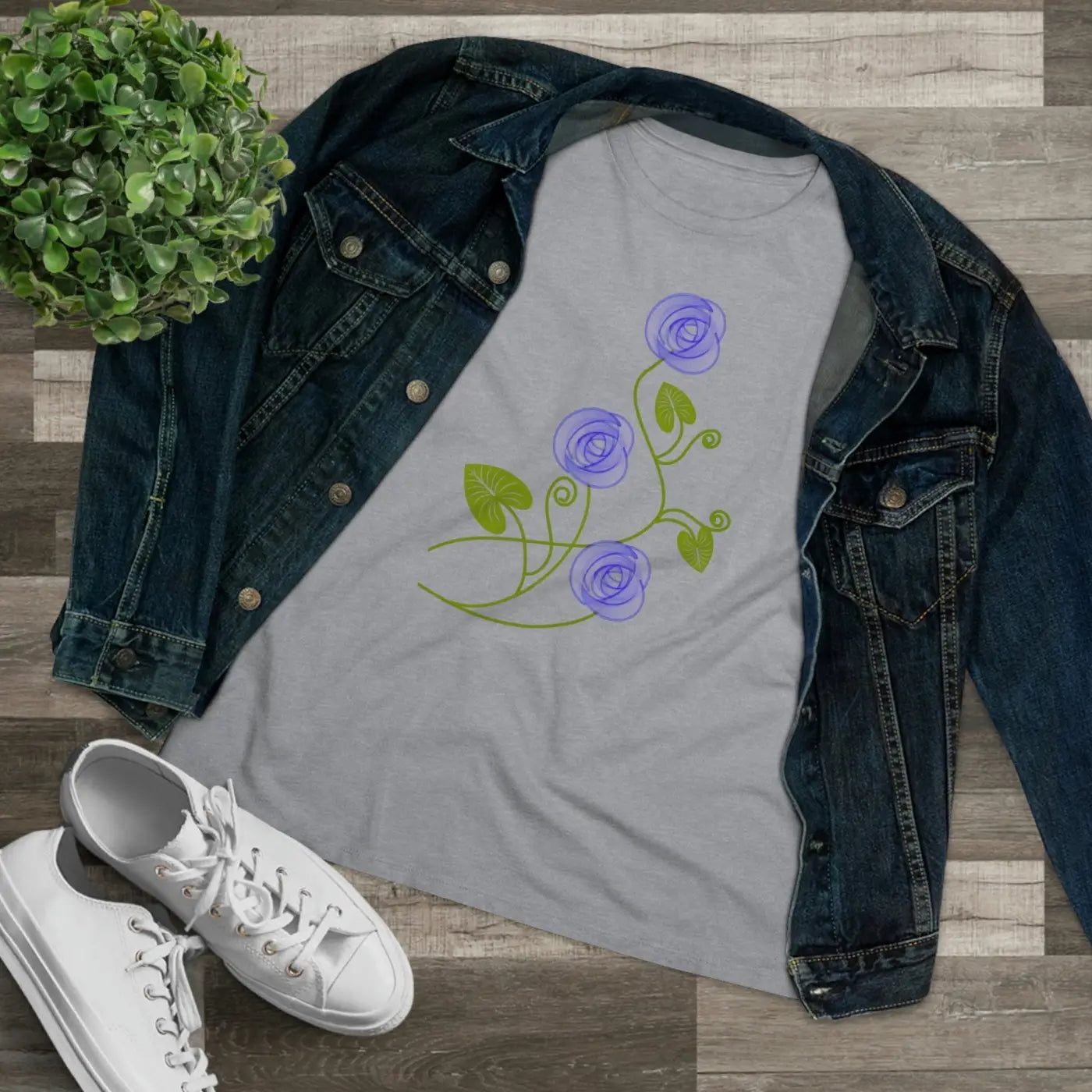 Women's Premium Tee - Blue Flowers Design - DipaliZ