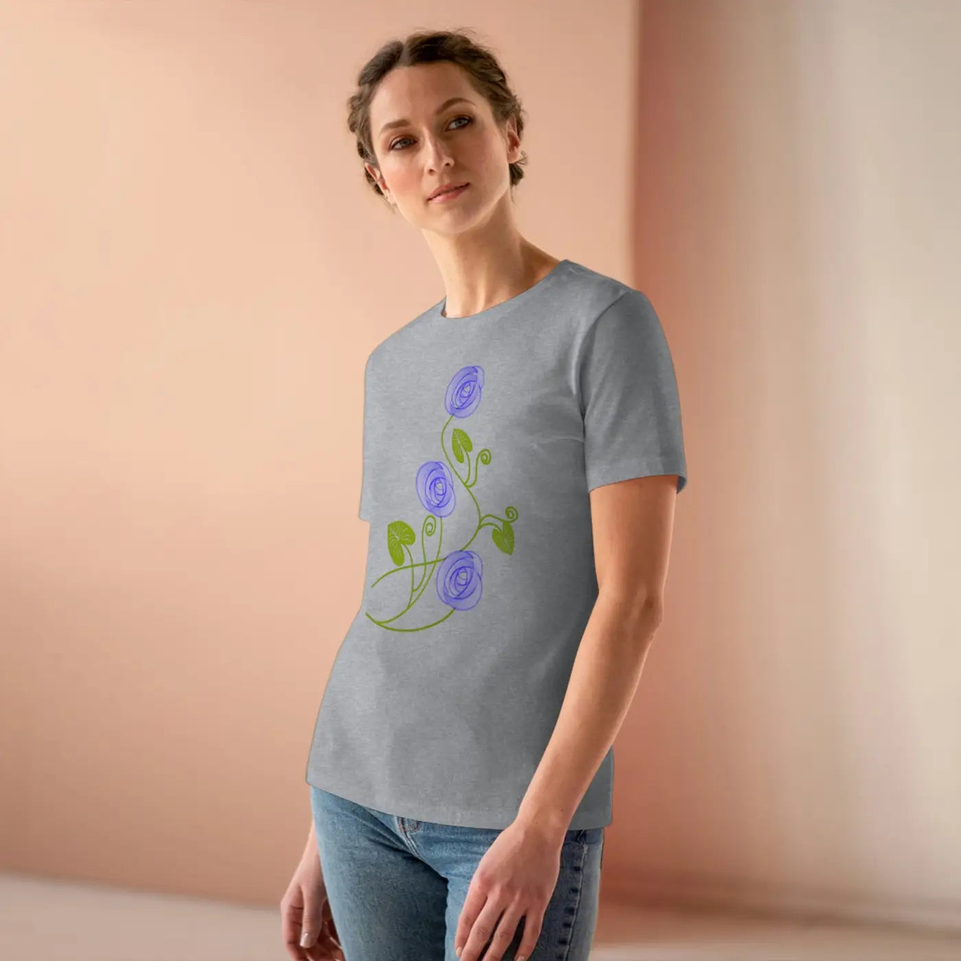 Women's Premium Tee - Blue Flowers Design - DipaliZ