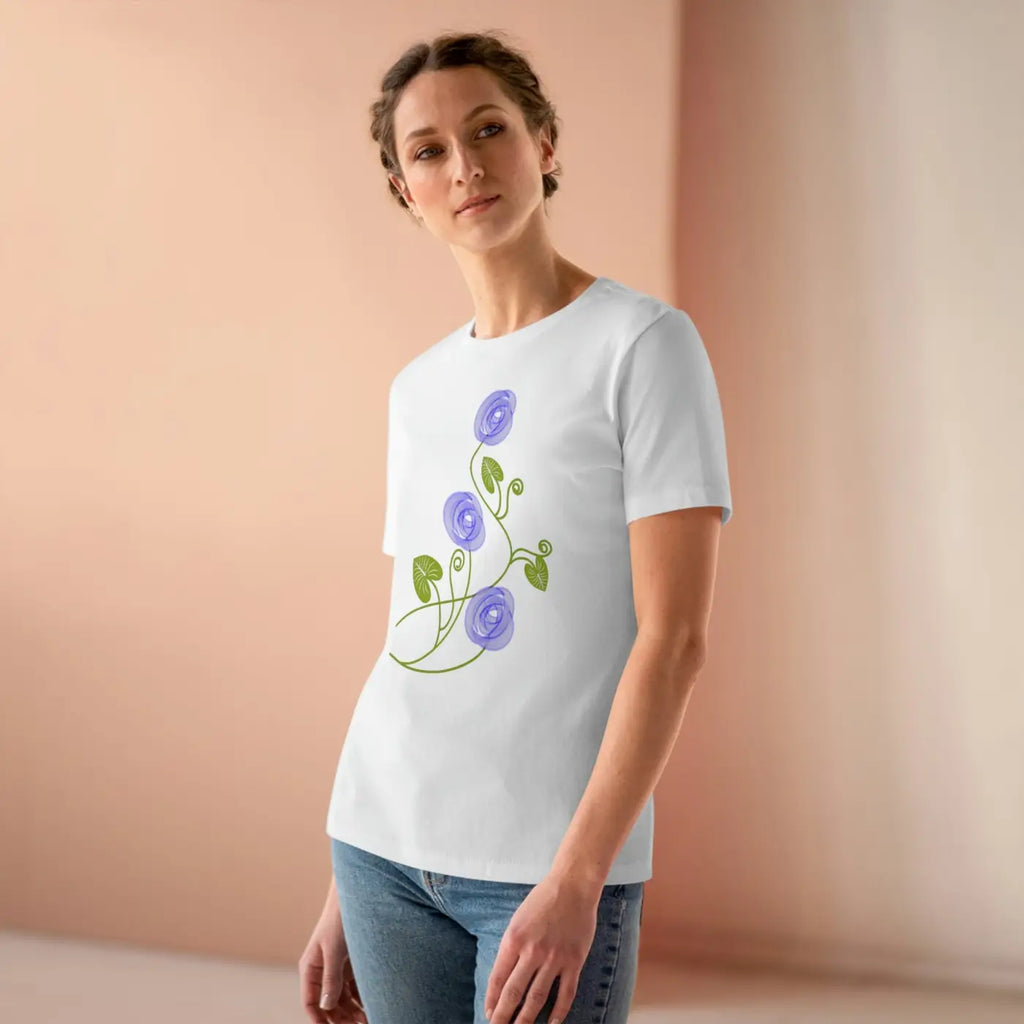 Women's Premium Tee - Blue Flowers Design - DipaliZ