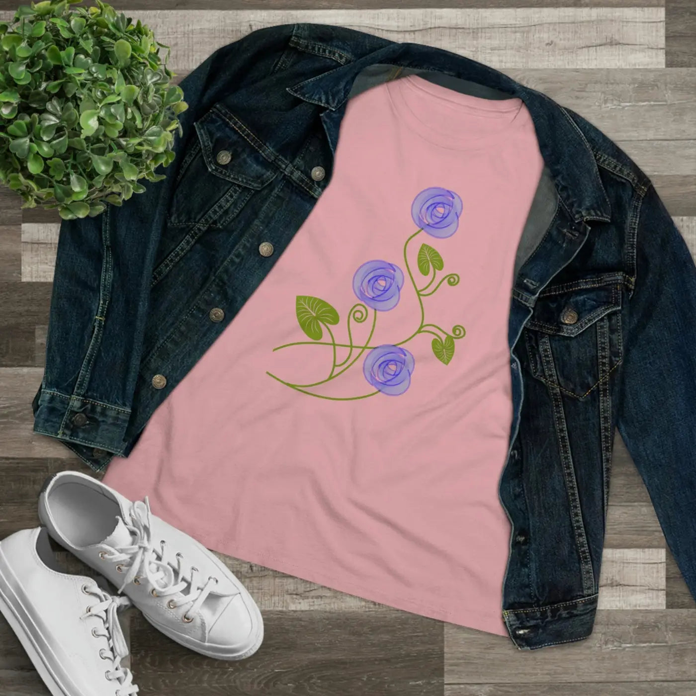 Women's Premium Tee - Blue Flowers Design - DipaliZ