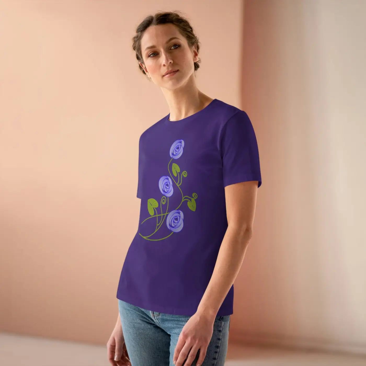 Women's Premium Tee - Blue Flowers Design - DipaliZ