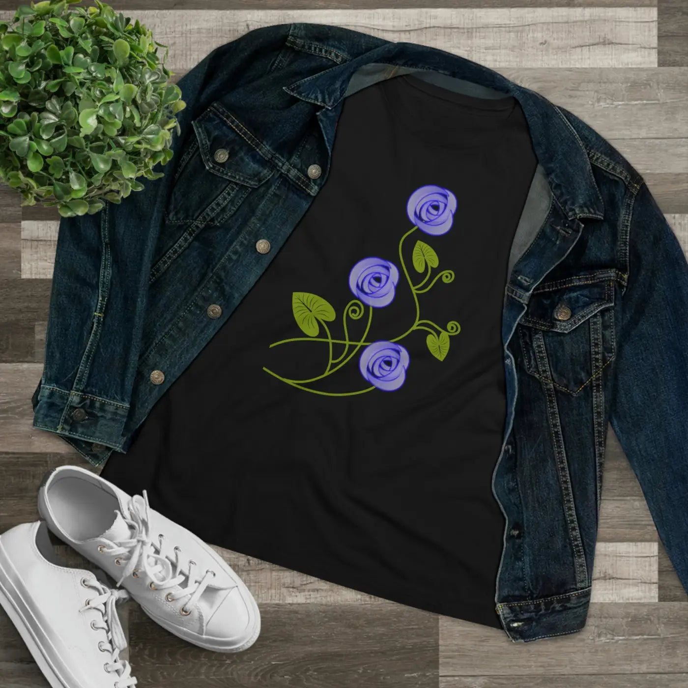 Women's Premium Tee - Blue Flowers Design - DipaliZ