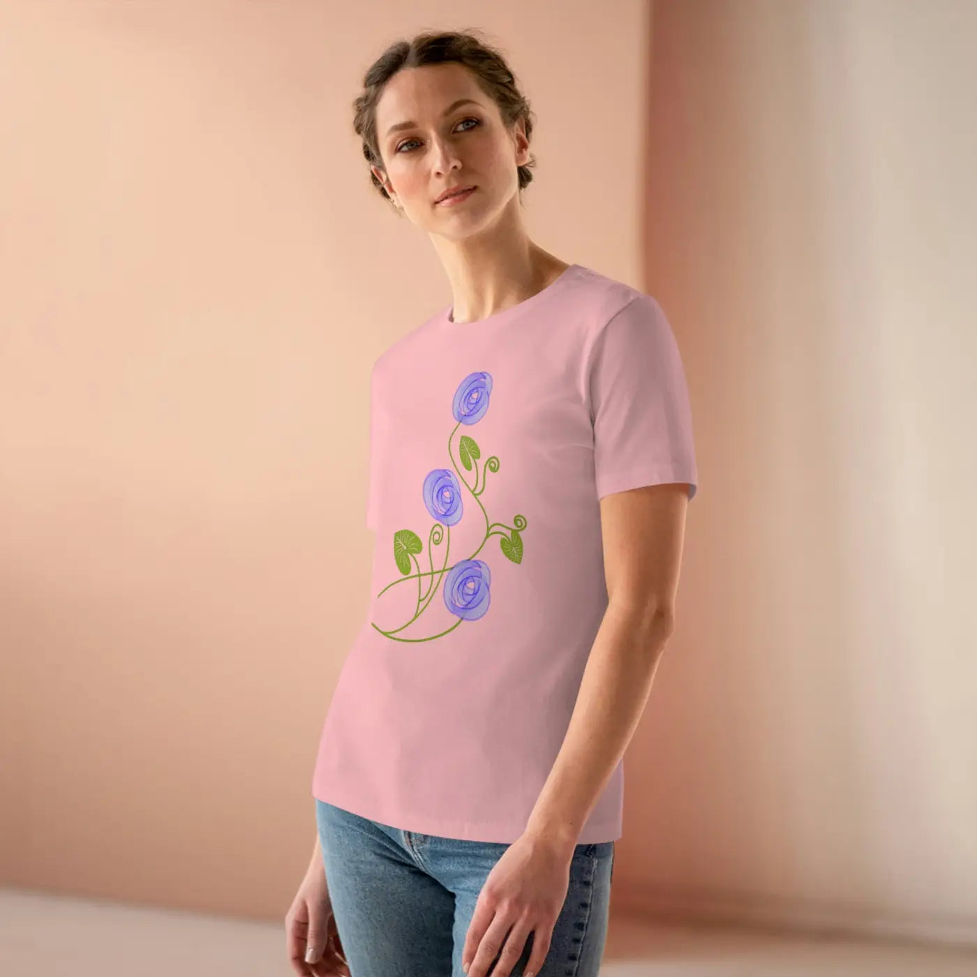 Women's Premium Tee - Blue Flowers Design - DipaliZ