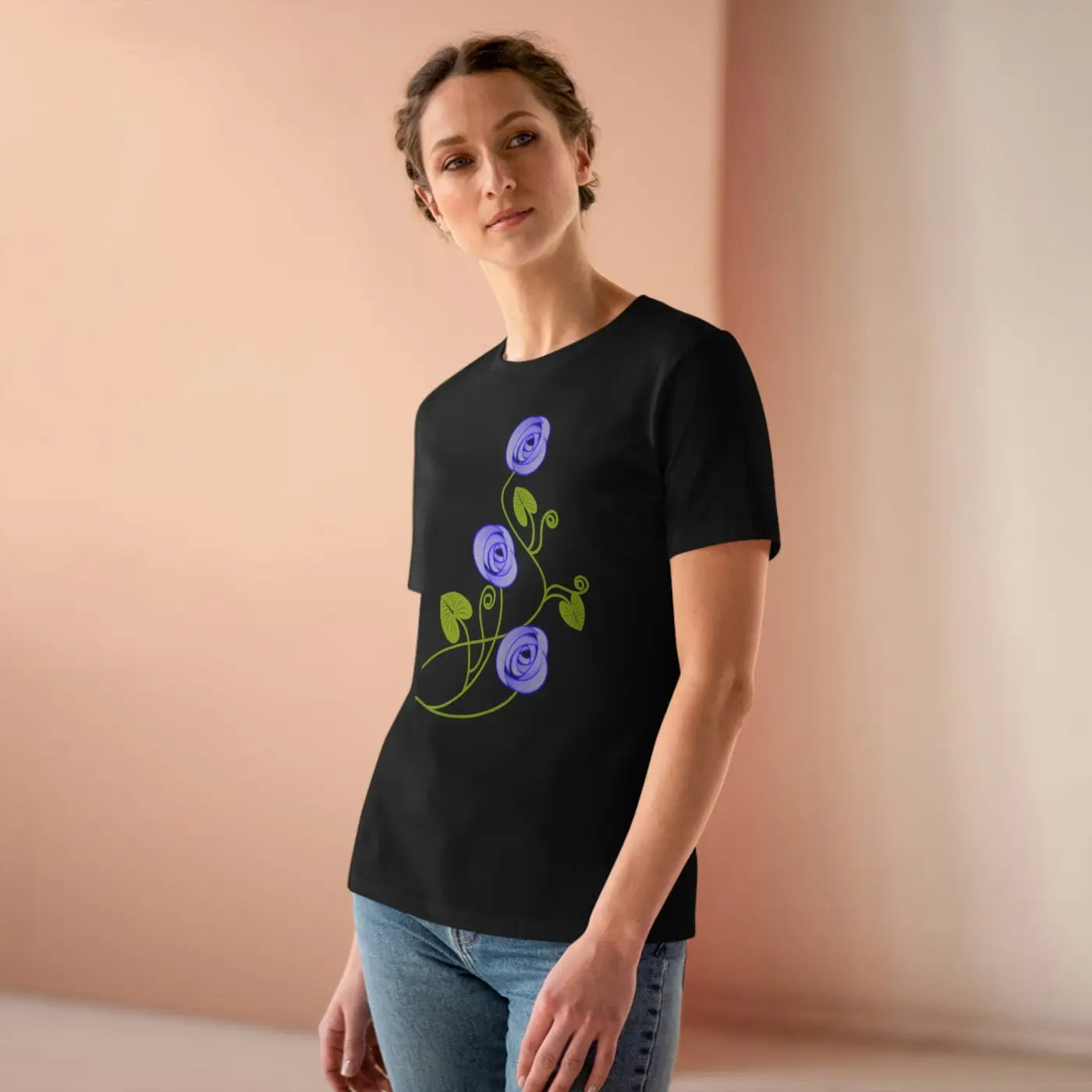 Women's Premium Tee - Blue Flowers Design - DipaliZ