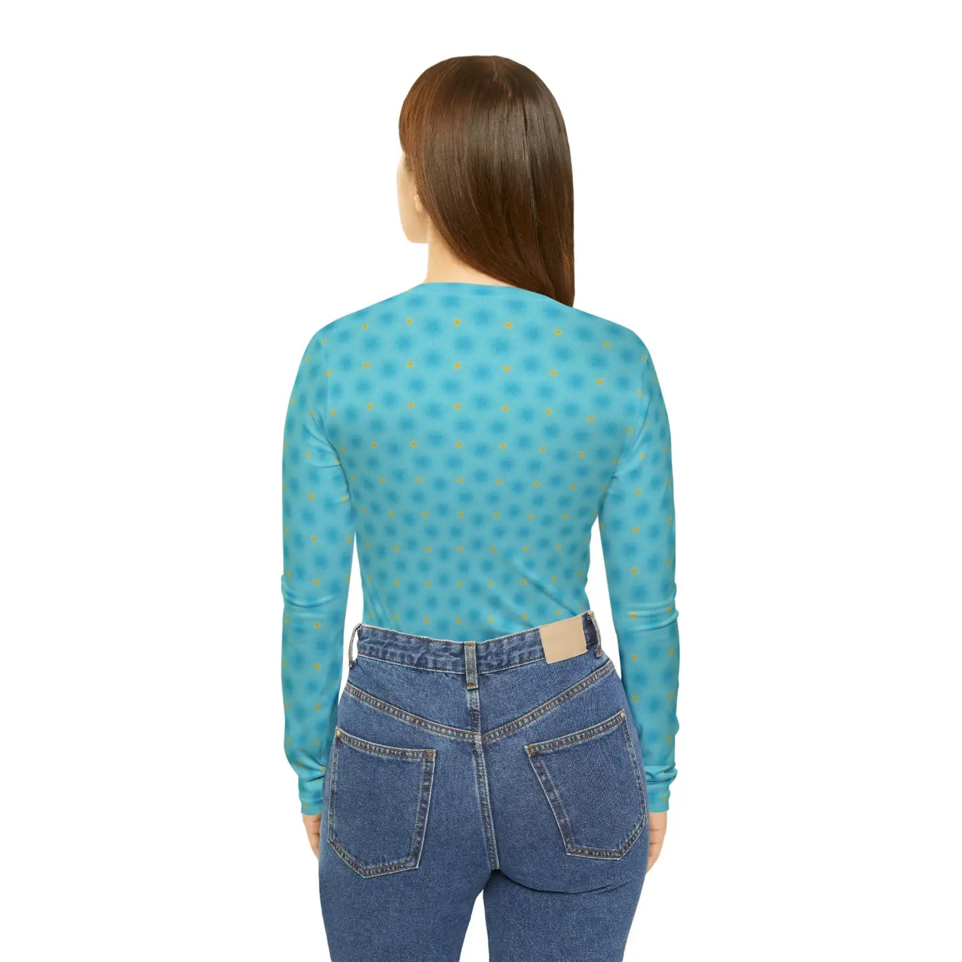 Blue Long Sleeve V Neck Shirt - Spandex Blend - DipaliZ