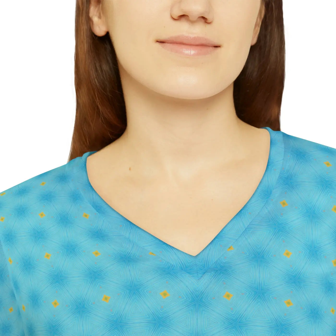 Blue Long Sleeve V Neck Shirt - Spandex Blend - DipaliZ