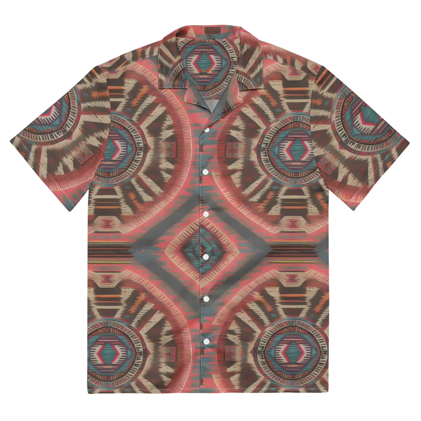 Boho Geometric Pattern Unisex Button Shirt - Recycled Polyester - DipaliZ