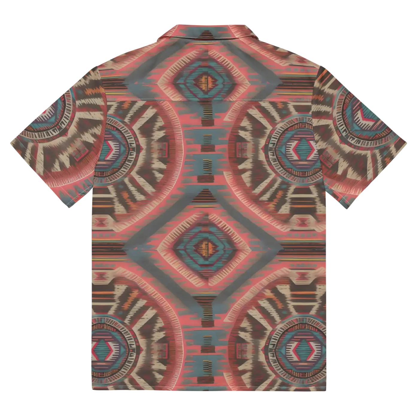 Boho Geometric Pattern Unisex Button Shirt - Recycled Polyester - DipaliZ