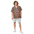 Boho Geometric Pattern Unisex Button Shirt - Recycled Polyester - DipaliZ